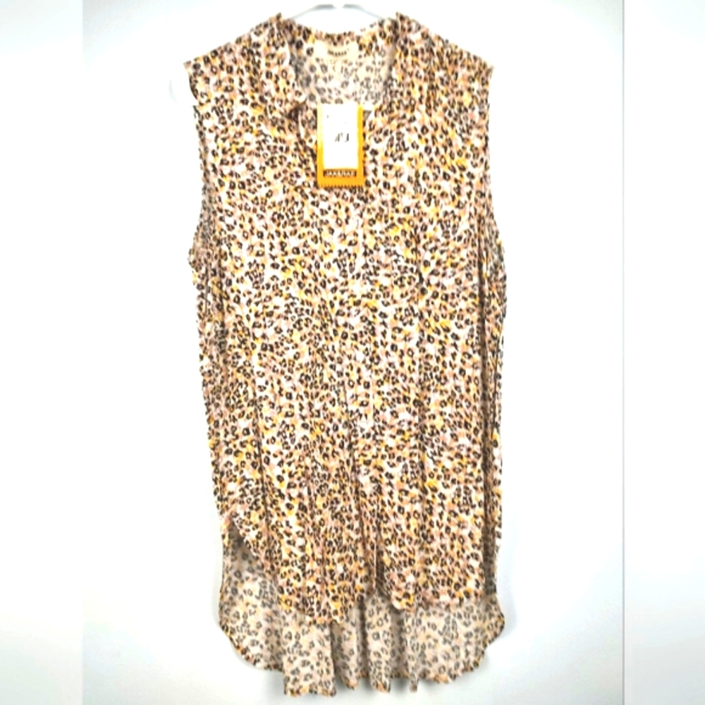 Jak & Rae Gold Safari Leopard Sleeveless Women's Tunic Size M
